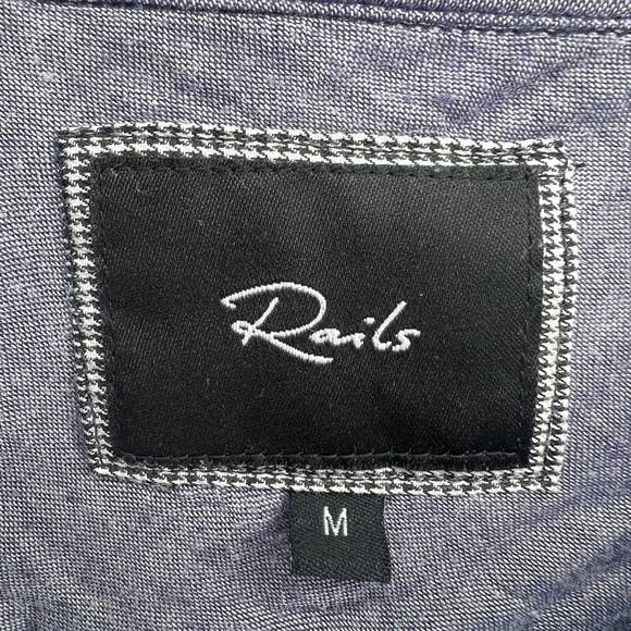 Rails Kendra Plaid Flannel Button Front Shirt Chambray Lined in Indigo sz M - Picture 5 of 14